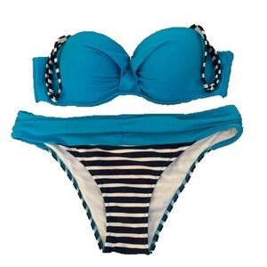 Bikini Swimsuit, Size M/L, Teal, Black & White